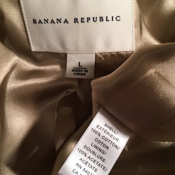 BANANA REPUBLIC Brushed Cotton SPRING COAT RAINCOAT, Tan/Khaki NWOT, Size M - Picture 3 of 11